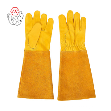 Amazon Hot 43CM Long Cuff Goat Cow Grain Leather Yard Farm Gardening Work Gloves